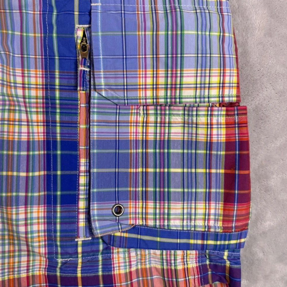 Polo Ralph Lauren Mens Plaid Cargo Board Shorts Multicolor Swim Trunks‎ Size 33